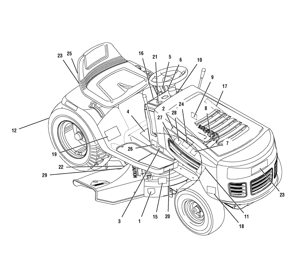 Decals Diagram and Parts List for 7800494-465624X108A 2009 Briggs and Stratton Lawn Tractor